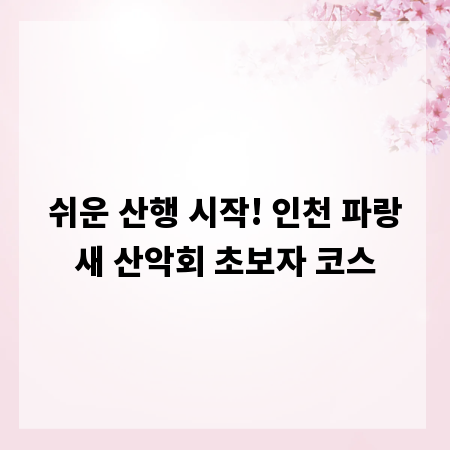 쉬운 산행 시작! 인천 파랑새 산악회 초보자 코스
