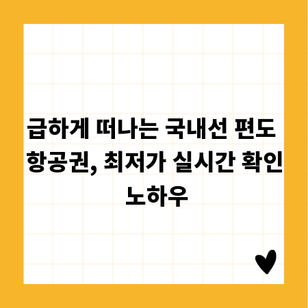급하게 떠나는 국내선 편도 항공권, 최저가 실시간 확인 노하우