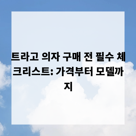 트라고 의자 구매 전 필수 체크리스트: 가격부터 모델까지