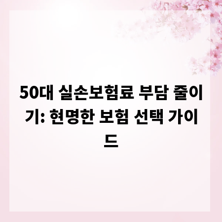 50대 실손보험료 부담 줄이기: 현명한 보험 선택 가이드