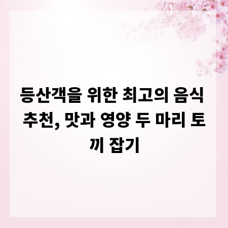등산객을 위한 최고의 음식 추천, 맛과 영양 두 마리 토끼 잡기