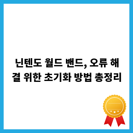닌텐도 월드 밴드, 오류 해결 위한 초기화 방법 총정리
