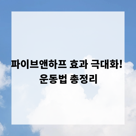 파이브앤하프 효과 극대화! 운동법 총정리