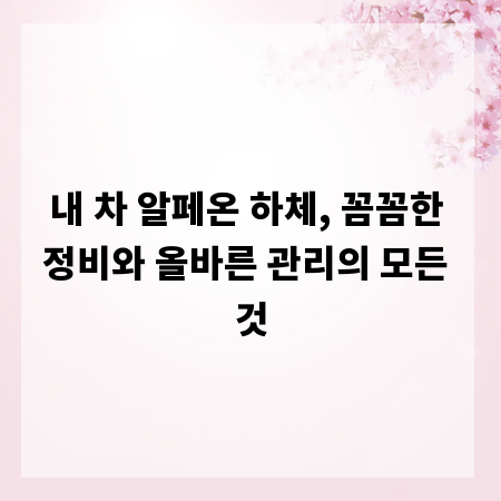 내 차 알페온 하체, 꼼꼼한 정비와 올바른 관리의 모든 것