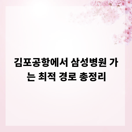 김포공항에서 삼성병원 가는 최적 경로 총정리