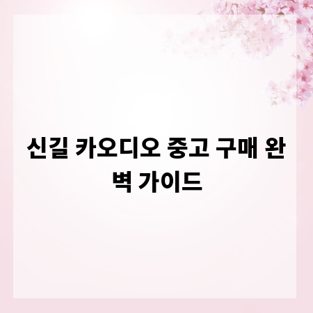 신길 카오디오 중고 구매 완벽 가이드