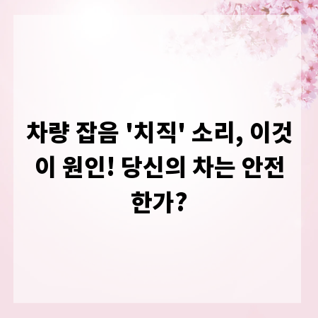 차량 잡음 '치직' 소리, 이것이 원인! 당신의 차는 안전한가?