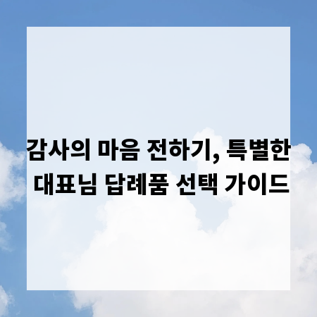 감사의 마음 전하기, 특별한 대표님 답례품 선택 가이드