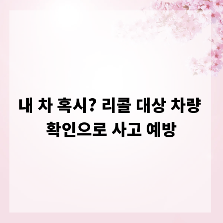 내 차 혹시? 리콜 대상 차량 확인으로 사고 예방