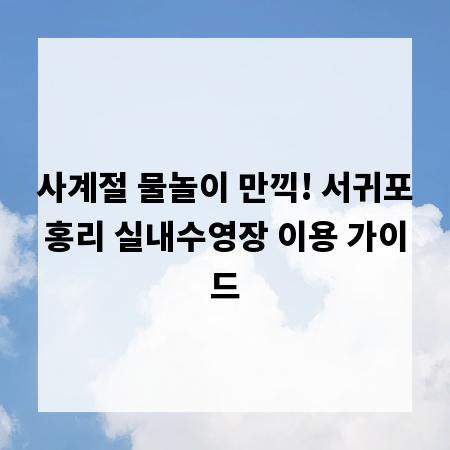 사계절 물놀이 만끽! 서귀포홍리 실내수영장 이용 가이드