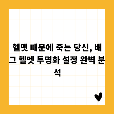 헬멧 때문에 죽는 당신, 배그 헬멧 투명화 설정 완벽 분석